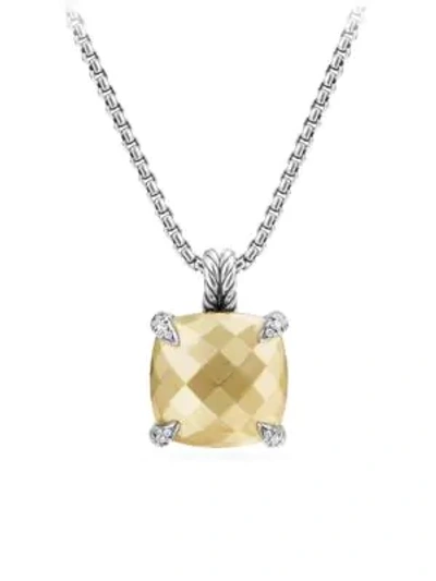 Shop David Yurman Châtelaine® Pendant Necklace With Green Orchid And Diamonds In Gold Dome