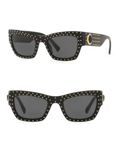 Shop Versace Rock Icons 52mm Rectangle Sunglasses In Black