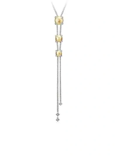 Shop David Yurman Châtelaine® Gemstone & Diamond Y Necklace In Gold Dome