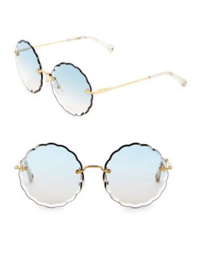 Shop Chloé Women's Rosie Round Scalloped Sunglasses In Gold Gradient Blue