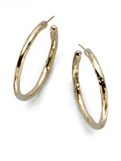 Shop Ippolita Women's Classico Medium 18k Yellow Gold Hammered Hoop Earrings