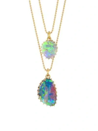 Shop Renee Lewis 18k Yellow Gold & Black Opal In The Brute Two-chain Necklace