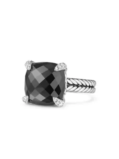Shop David Yurman Women's Châtelaine Ring With Gemstone & Diamonds/14mm In Black Onyx
