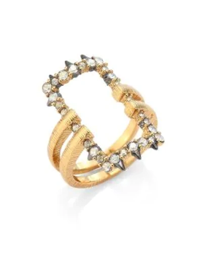 Shop Alexis Bittar Crystal-encrusted Oversized Link Ring In Gold