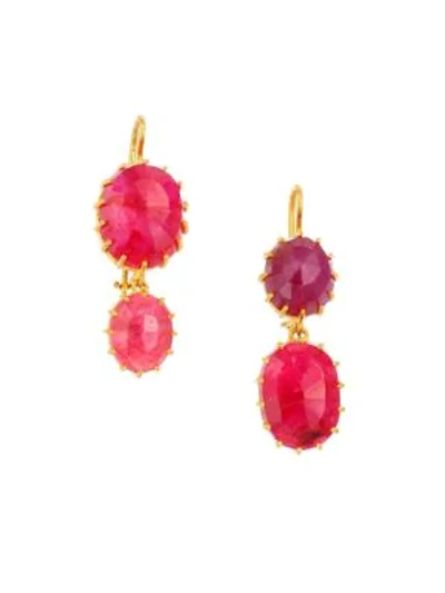 Shop Renee Lewis 18k Yellow Gold & Natural Ruby Drop Earrings