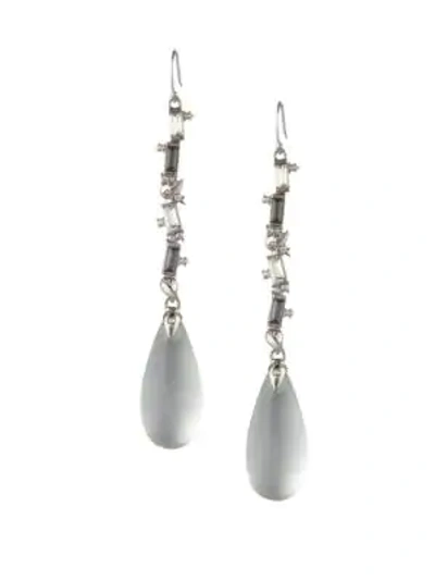 Shop Alexis Bittar Swarovski Crystal Baguette Linear Drop Wire Earrings In Grey