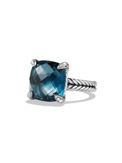 Shop David Yurman Women's Châtelaine Ring With Gemstone & Diamonds/14mm In Hampton Blue Topaz