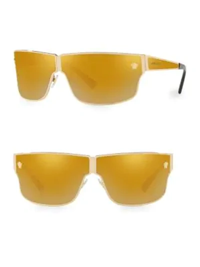 Shop Versace 0ve2206 72mm Shield Sunglasses In Gold
