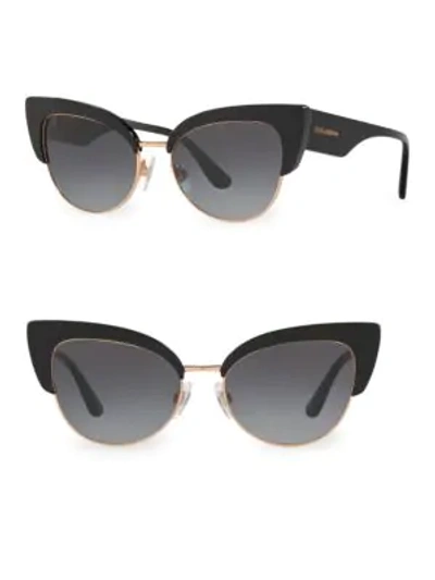 Shop Dolce & Gabbana Dg4346 Half-rim 53mm Cat Eye Sunglasses In Black
