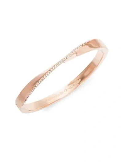 Shop Kate Spade Pavé Crystal Do The Twist Hinged Bangle Bracelet In Rose Gold