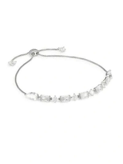 Shop Adriana Orsini Multi-shape Cubic Zirconia Bolo Bracelet In Rhodium