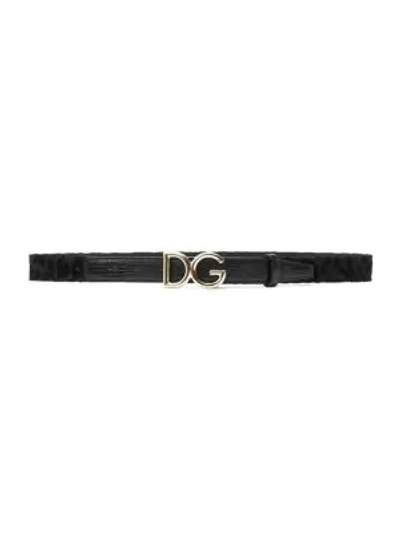 Shop Dolce & Gabbana Leopard Stampaiguana Logo Belt In Black