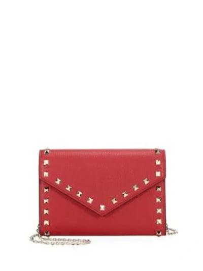 Shop Valentino Rockstud Wallet On Chain In Red
