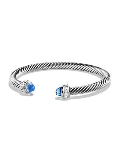 Shop David Yurman Women's Cable Classics Bracelet With Gemstone & Diamonds In Blue Topaz