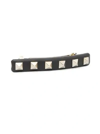 Shop Valentino Rockstud Leather Hair Clip In Black