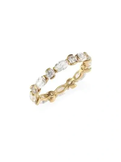 Shop Adriana Orsini 18k Goldplated Silver, Round & Oval-cut Cubic Zirconia Band Ring