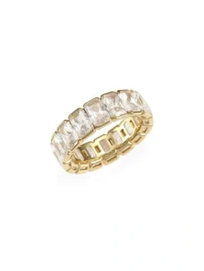 Shop Adriana Orsini 18k Goldplated Silver Radiant-cut Cubic Zirconia Framed Band Ring