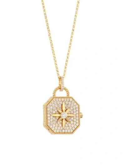 Shop Roberto Coin Disney X  Princess Cinderella 18k Yellow Gold & Diamond Locket Pendant Necklace