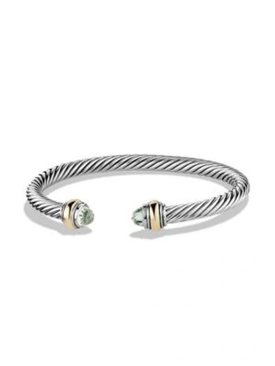 Shop David Yurman Women's Cable Classics Bracelet With Gemstone & 14k Gold In Prasiolite
