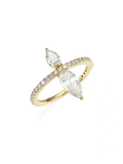 Shop Adriana Orsini 18k Goldplated Silver & Pear-cut Cubic Zirconia Pavé Ring