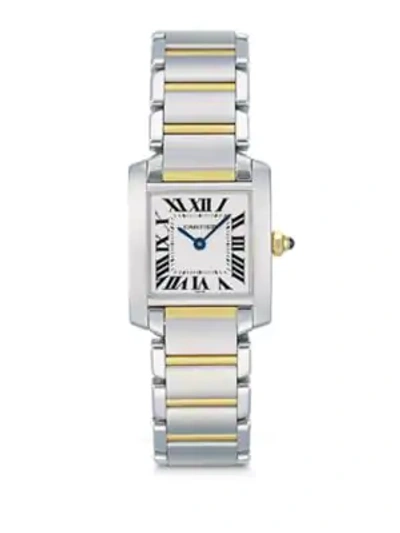 Shop Cartier Tank Francaise Small Stainless Steel & 18k Yellow Gold Bracelet Watch In Silver Yellow Gold