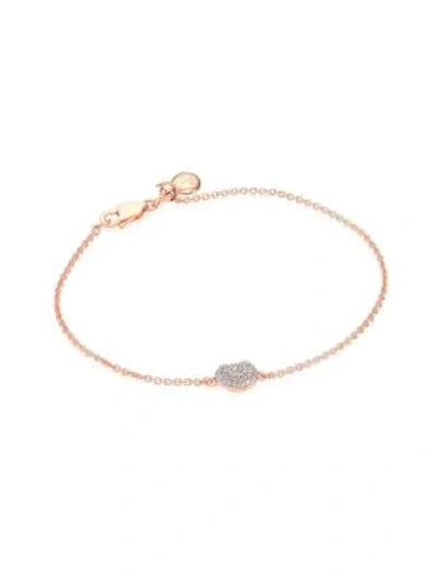 Shop Monica Vinader Nura Mini Heart Diamond Bracelet In Rose Gold