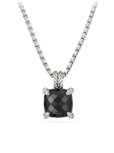 Shop David Yurman Women's Châtelaine Pendant Necklace With Gemstone & Diamonds/11mm In Black Onyx