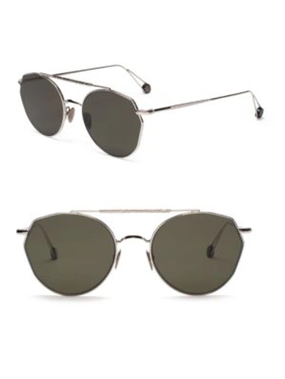 Shop Ahlem Place Carree 51mm Aviator Sunglasses In White Gold
