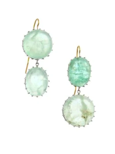 Shop Renee Lewis 18k White Gold & Emerald Drop Earrings
