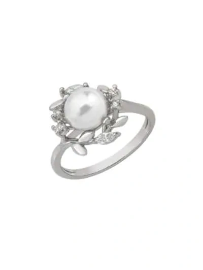 Shop Majorica 8mm White Pearl Vine Ring In Silver