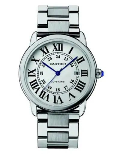 Shop Cartier Ronde De  Solo Extra-large Stainless Steel Bracelet Watch In Silver