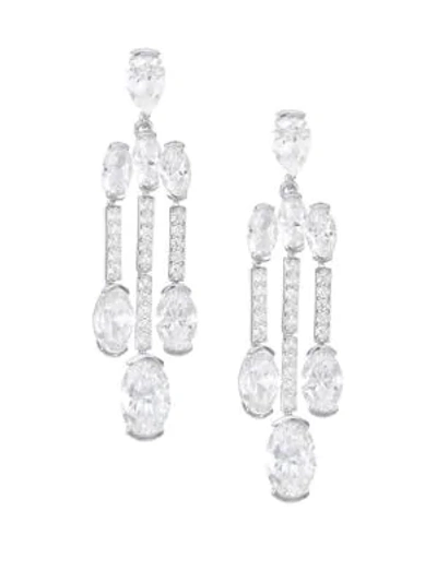 Shop Adriana Orsini Small Cubic Zirconia Waterfall Earrings In Rhodium