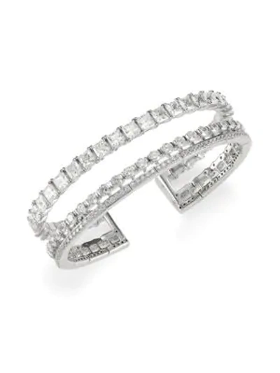 Shop Adriana Orsini Cubic Zirconia & Rhodium-plated Flexible Cuff Bracelet