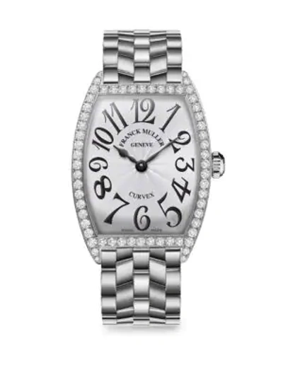 Shop Franck Muller Women's Cintree Curvex 39mm Stainless Steel & Diamond Bracelet Watch In Silver