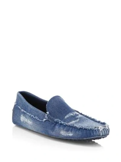 Shop Tod's Gommini Denim Loafers