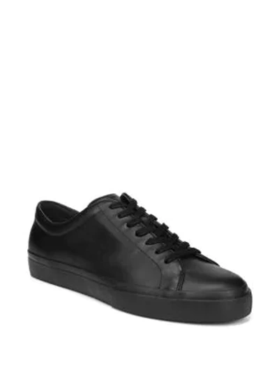 Shop Vince Farrell Leather Lace-up Sneakers In Black