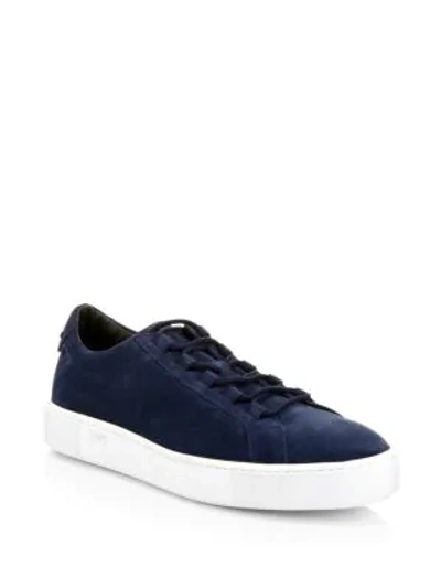 Shop Tod's Suede Low-top Sneakers In Navy