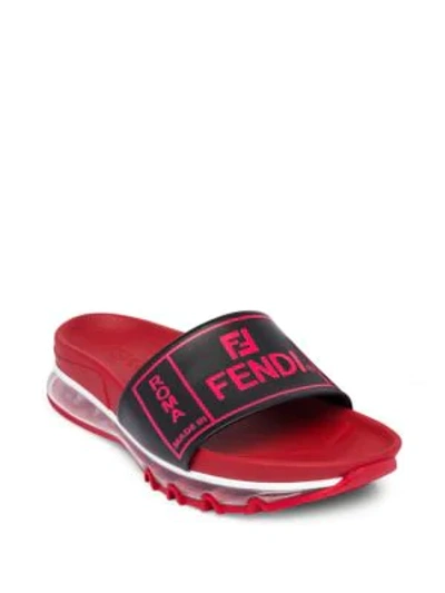 Shop Fendi Logo Slides In Red