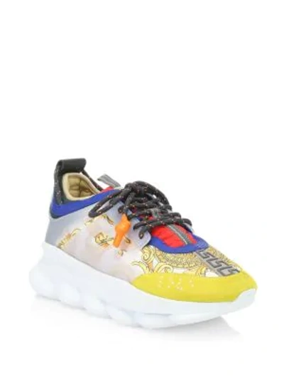 Shop Versace Chain Reaction Baroque-print Sneakers In White Multi