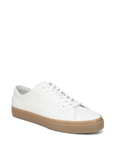 Shop Vince Farrell Leather Lace-up Sneakers In White