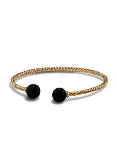 Shop David Yurman Women's Bead Bracelet With Gemstone In 18k Yellow Gold In Black Onyx