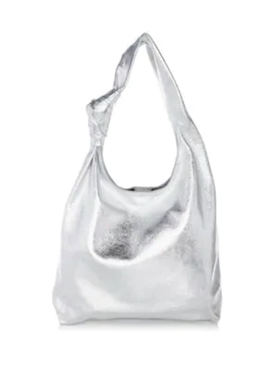 Shop Loeffler Randall Knotted Leather Tote In Silver