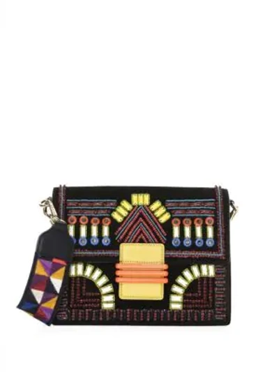 Shop Etro Beaded Rainbow Shoulder Bag In Black