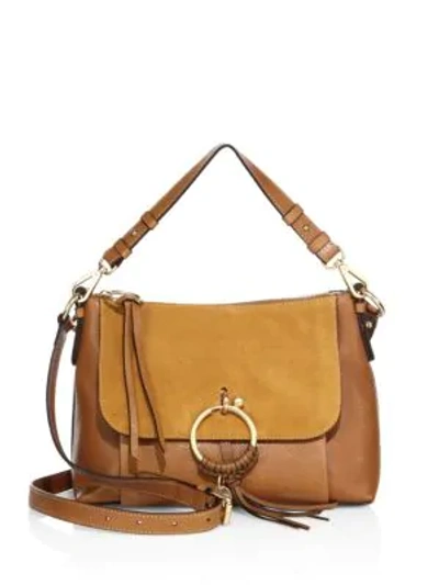 Shop See By Chloé Small Joan Suede & Leather Shoulder Bag In Caramel