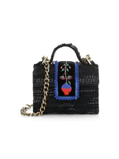 Shop Kooreloo Midi Petite Woven Leather Crossbody Bag In Black