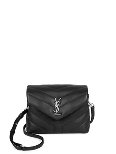 Shop Saint Laurent Women's Toy Loulou Matelassé Leather Crossbody Bag In Black