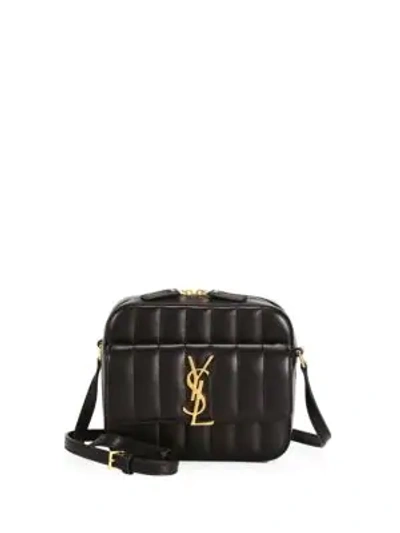 Shop Saint Laurent Vicky Smooth Leather Quilted Camera Bag In Black