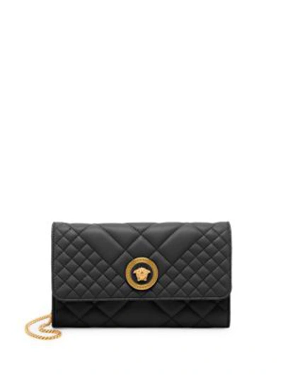 Shop Versace Icon Quilted Leather Clutch In Black