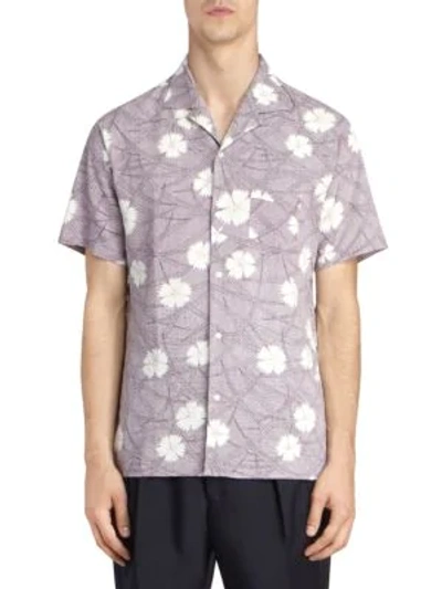 Shop Officine Generale Dario Short Sleeve Seersucker Shirt In Lilac