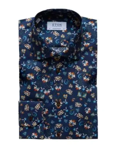 Shop Eton Contemporary-fit Floral Dress Shirt In Blue